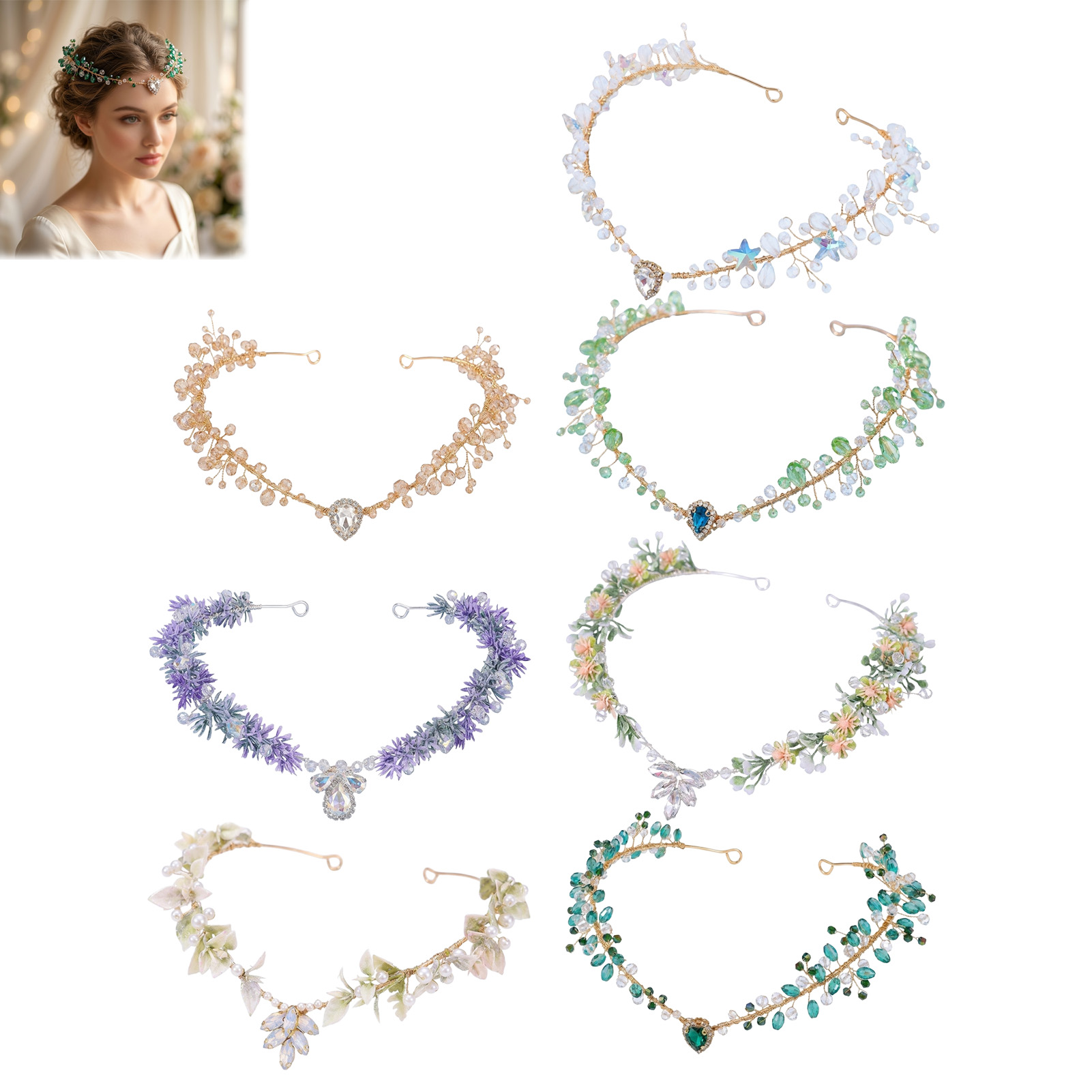 Women Accessories For Wedding - Hiasan Kepala Kristal Segitiga untuk Pengantin,