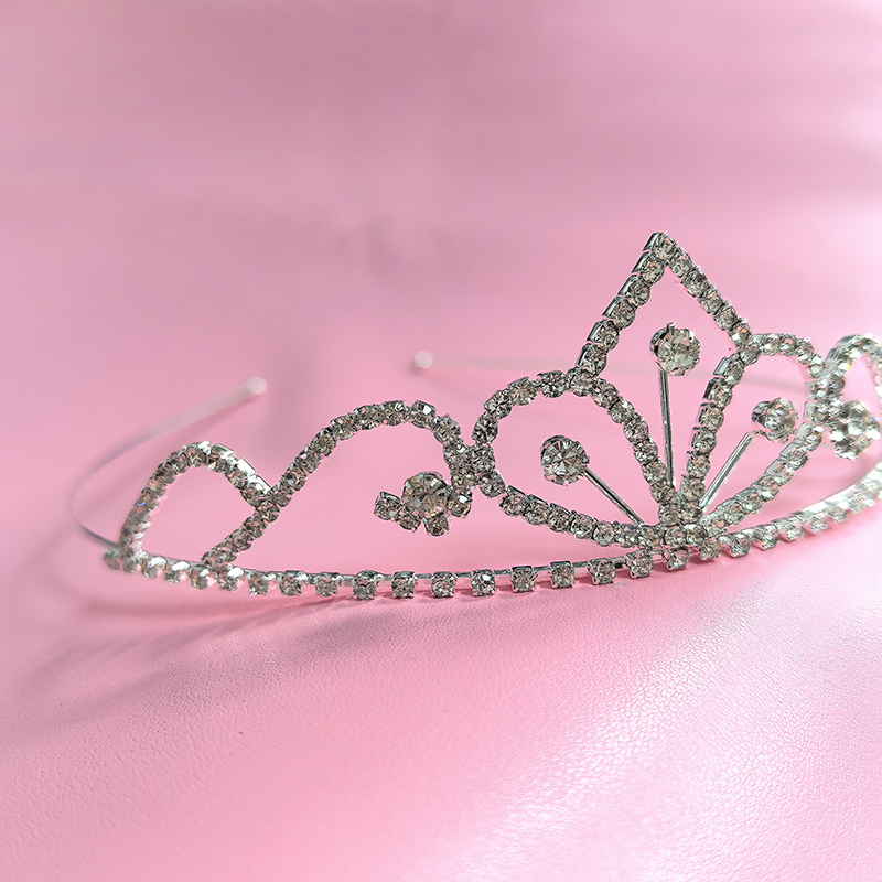 Queen Accessories - Mahkota Pengantin Berlian Imitasi Warna Perak