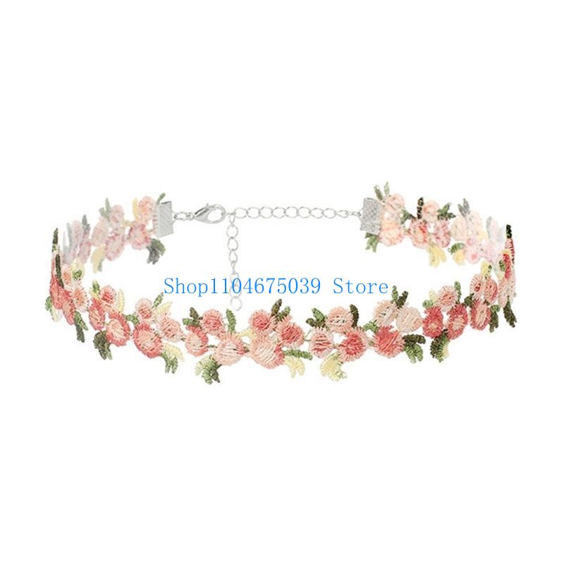 Women Accessories Pk - Kalung Choker Renda Bunga Bordir Modis