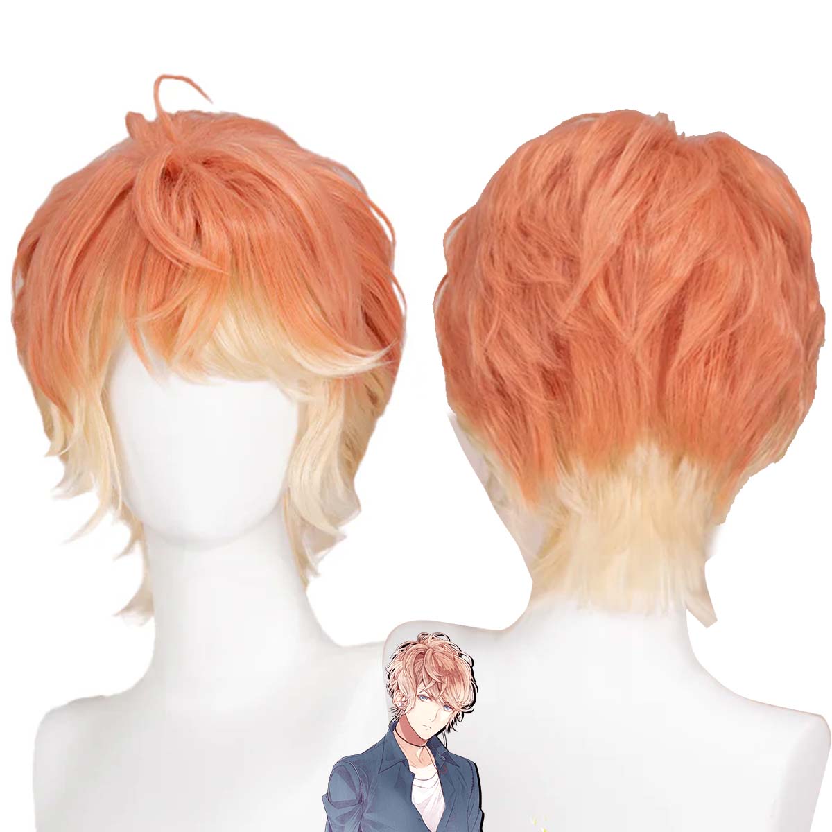 Women'S Yellow Accessories - Wig Rambut Pendek Oranye Kuning Wanita