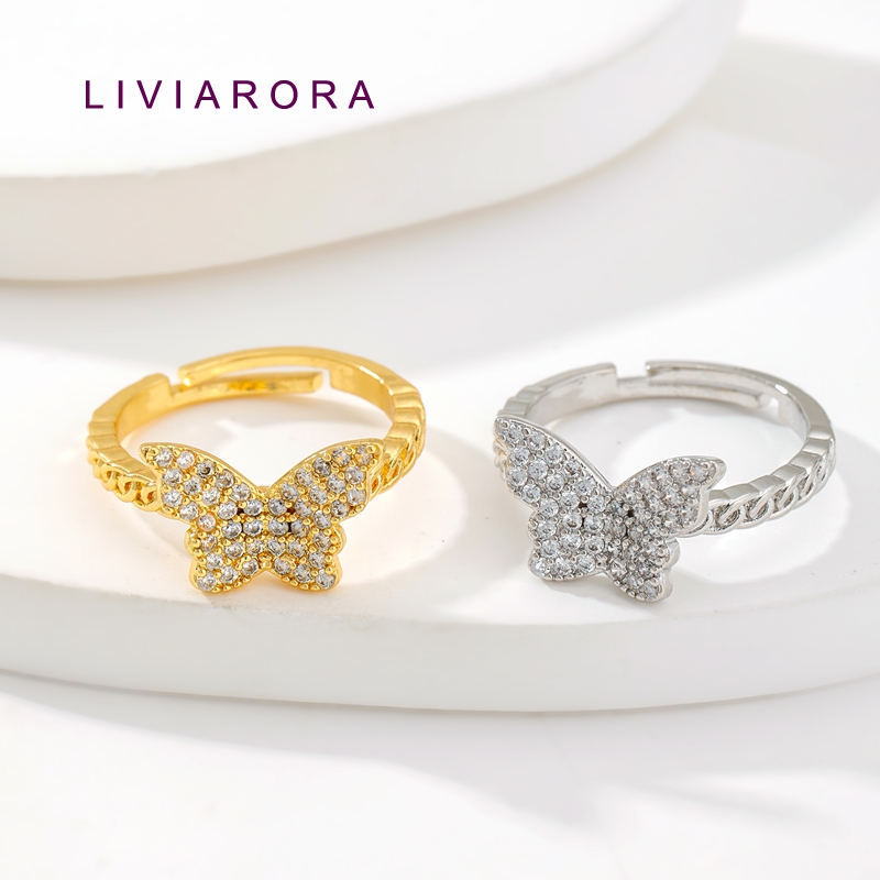 Ring Set Adjustable - 1/2/4Pcs Cincin Jari Kupu-Kupu Berlapis Emas