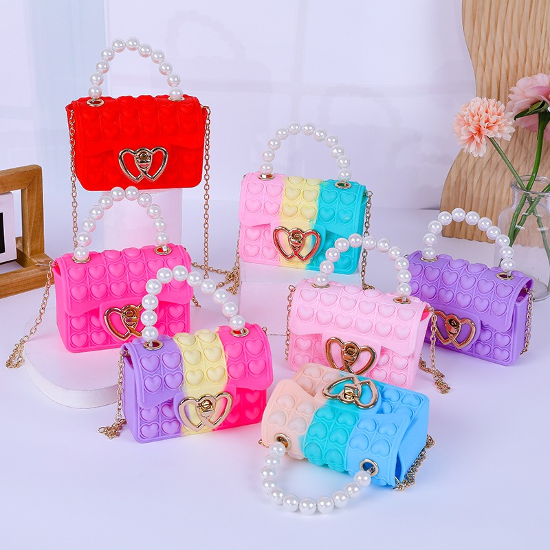 Wallet Chain Bag - Tas Jelly gelembung cinta silikon, dompet