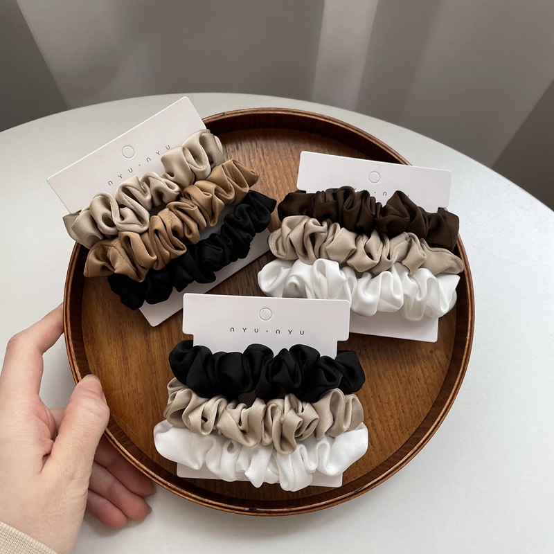 Scrunchie Satin Set - Ikat kepala Satin elastis, 3/4/6 buah/set