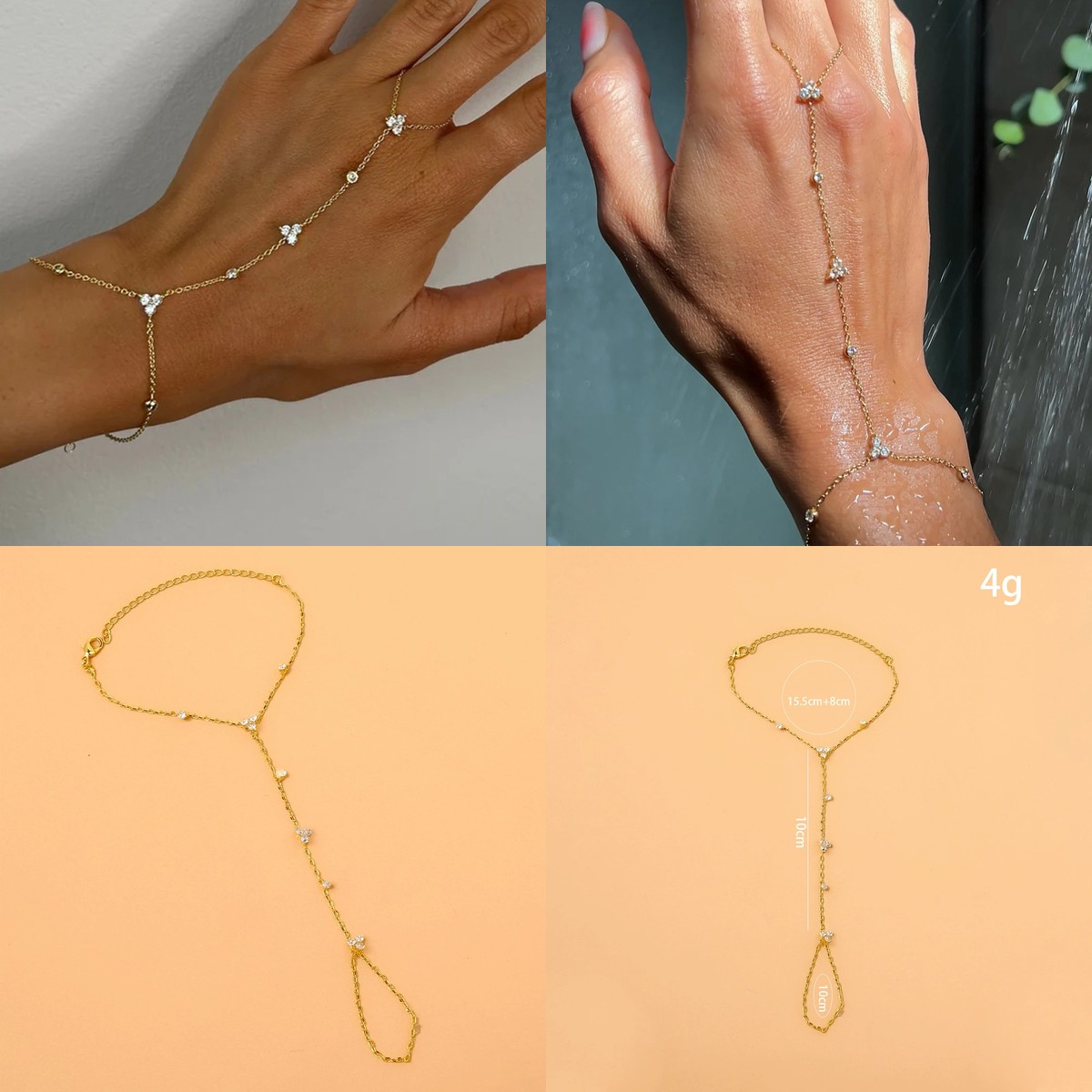 Women'S Accessories Amazon - Gelang Rantai Tangan Tanpa Jari Kristal