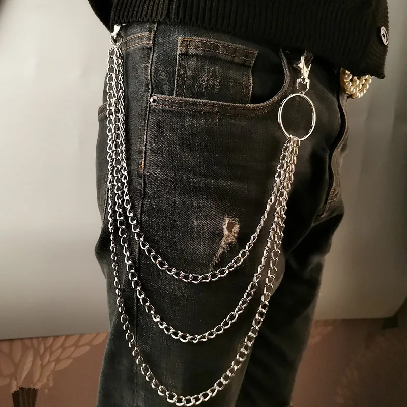 Wallet Chain Bag - Sabuk Rantai Logam Punk dengan Pengait,
