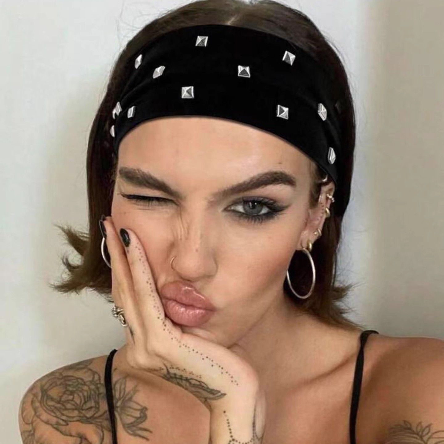 Women'S Yoga Accessories - Ikat Rambut Wanita Hitam Gaya Punk