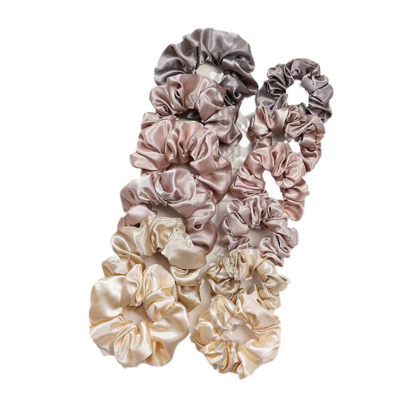 Scrunchie Satin Set - 12 Buah Ikat Rambut Warna Polos