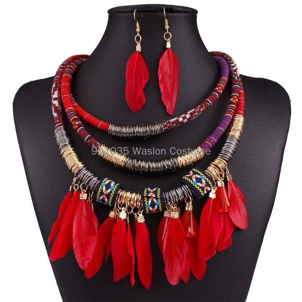 Women Accessories In Egypt - 2 buah/Set kalung rumbai bulu Mesir