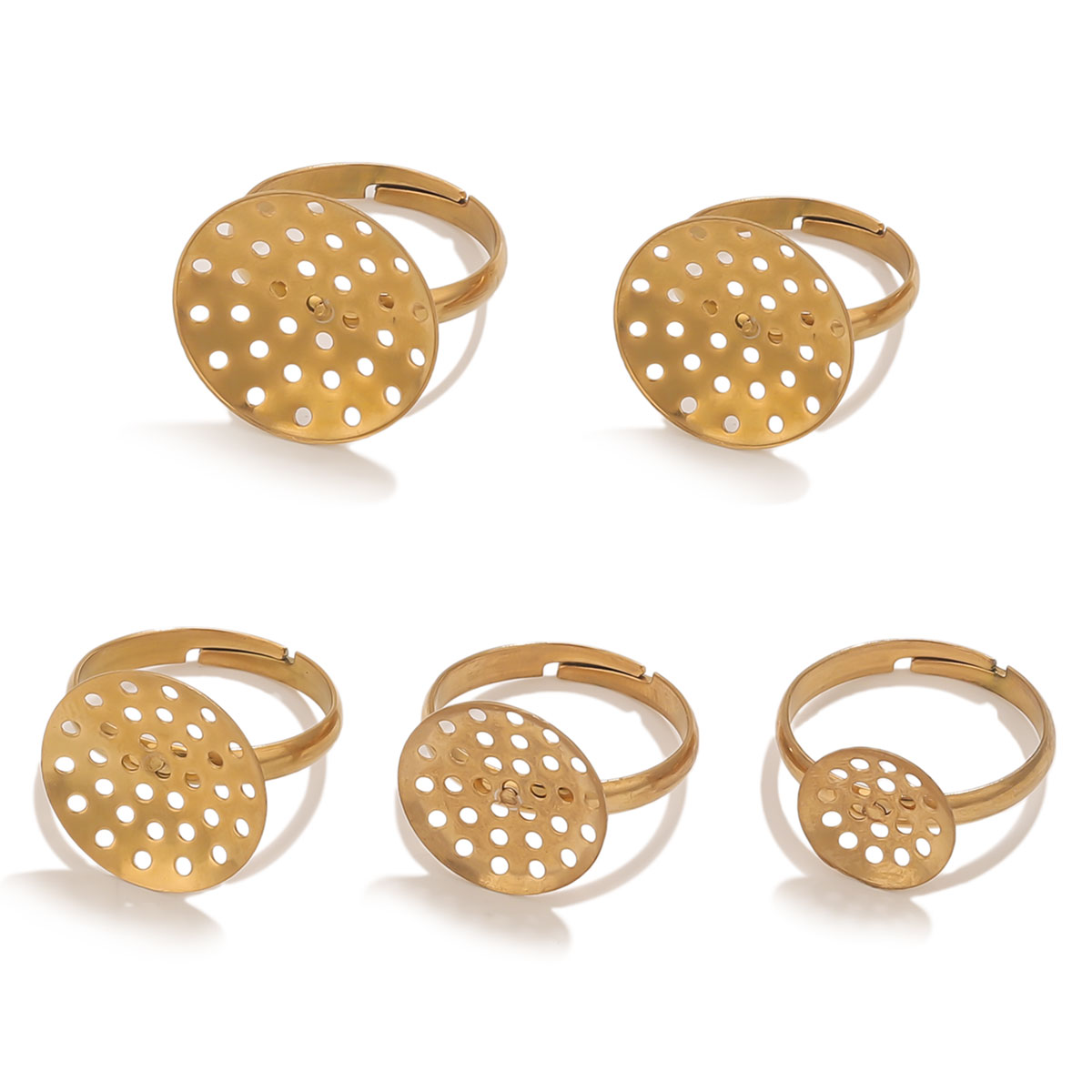 Ring Set Adjustable - 10 Buah/Lot Dasar Cincin Baja Tahan