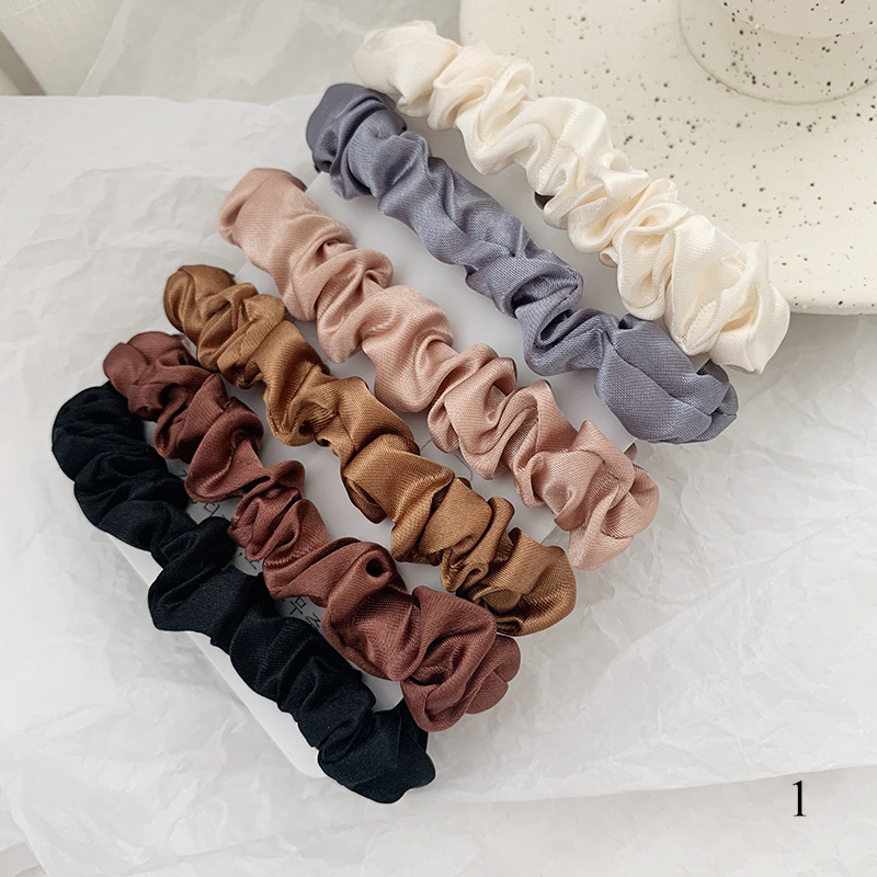 Scrunchie Satin Set - 1 Set Satin Sutra Warna Solid