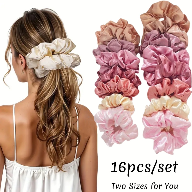 Scrunchie Satin Set - 16 Buah Ikat Rambut Satin Lembut