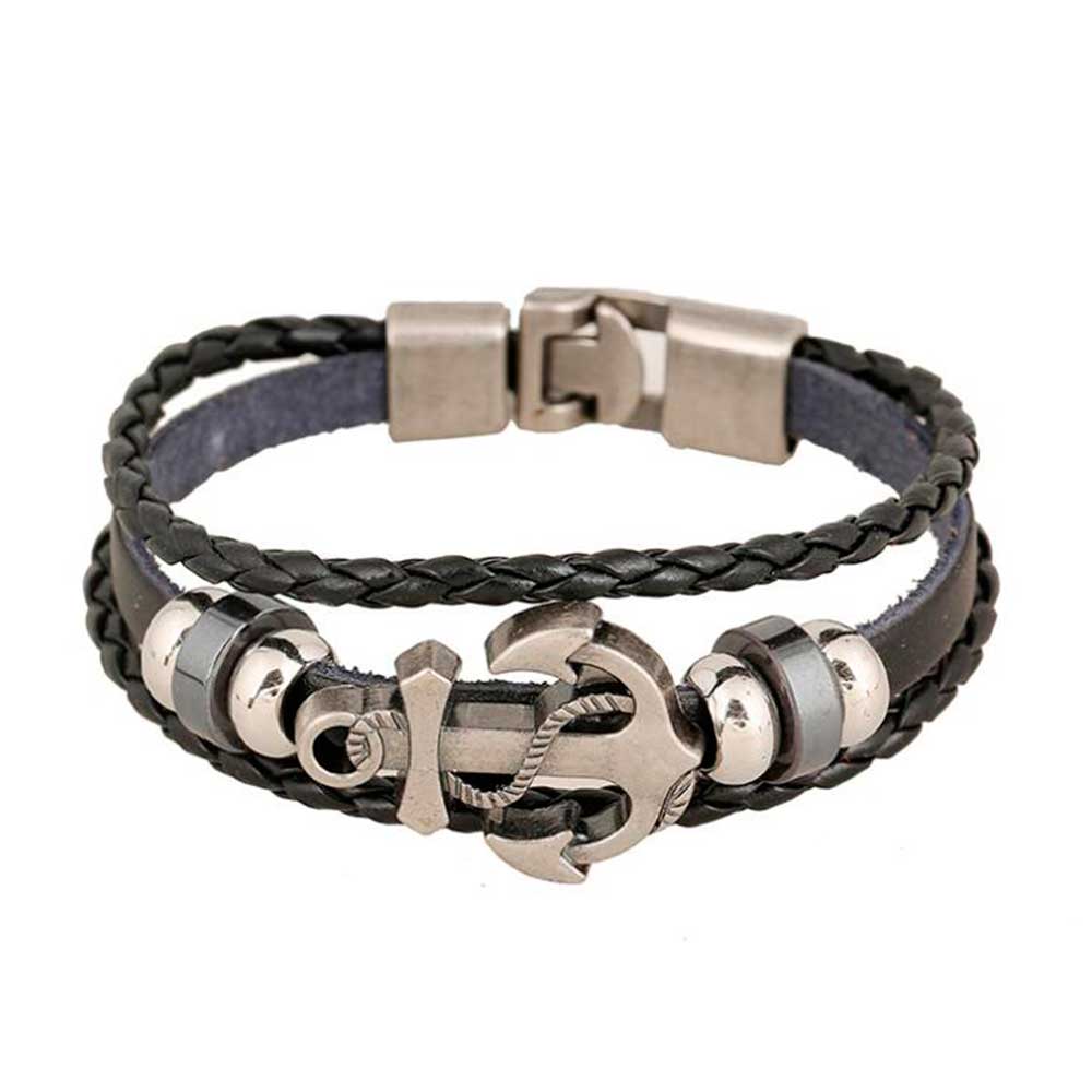 Women Accessories Pk - Gelang tali kulit Vintage berlapis untuk