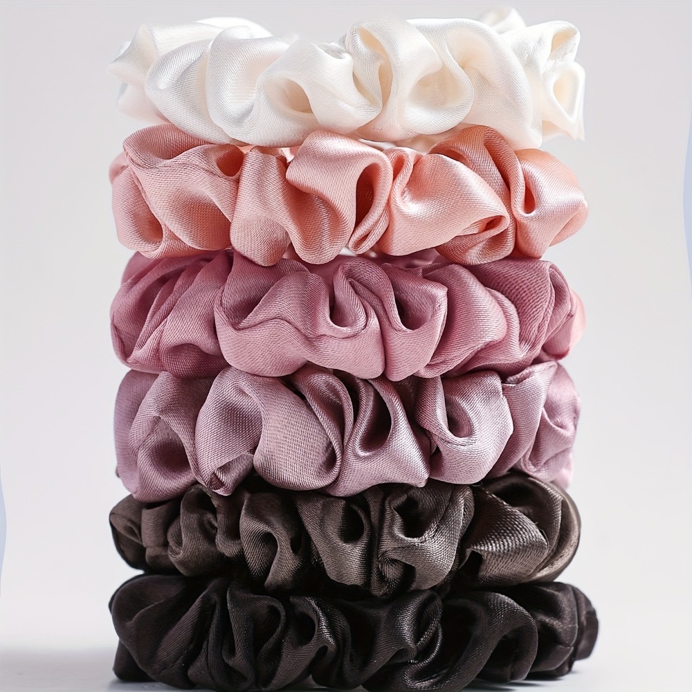 6 Buah Set Ikat Rambut Satin L - Scrunchie Satin Set ulasan dan harga