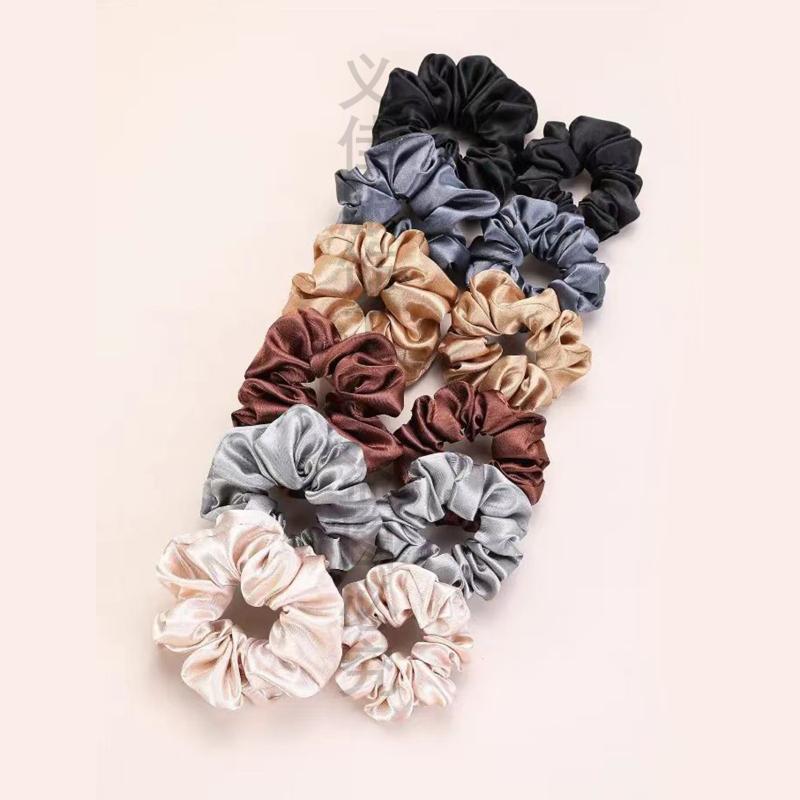 12 Buah Ikat Rambut Warna Polo - Scrunchie Satin Set ulasan dan harga