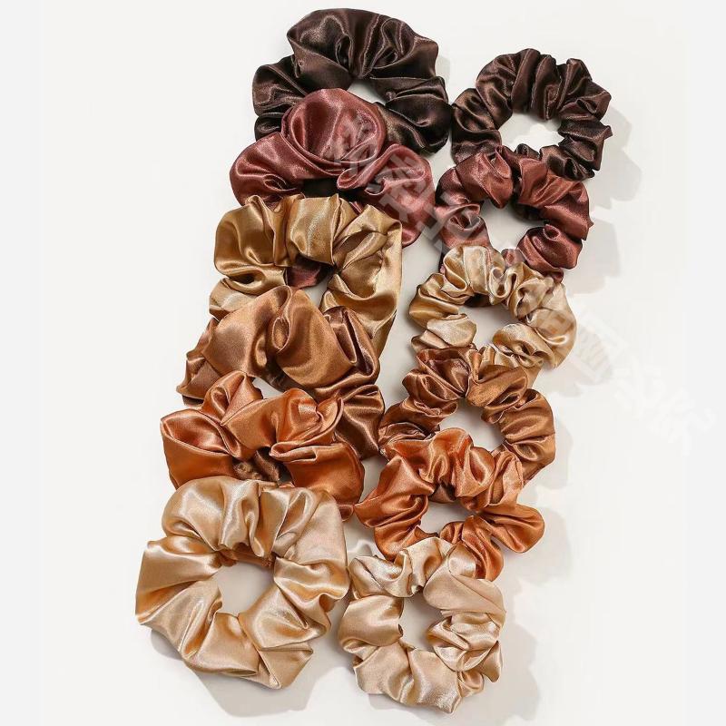 12 Buah Ikat Rambut Warna Polo - Scrunchie Satin Set ulasan dan harga