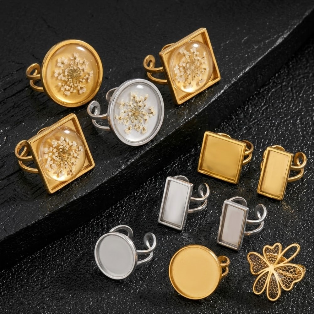 2pcs Cincin Baja Anti Karat Pe - Ring Set Adjustable ulasan dan harga
