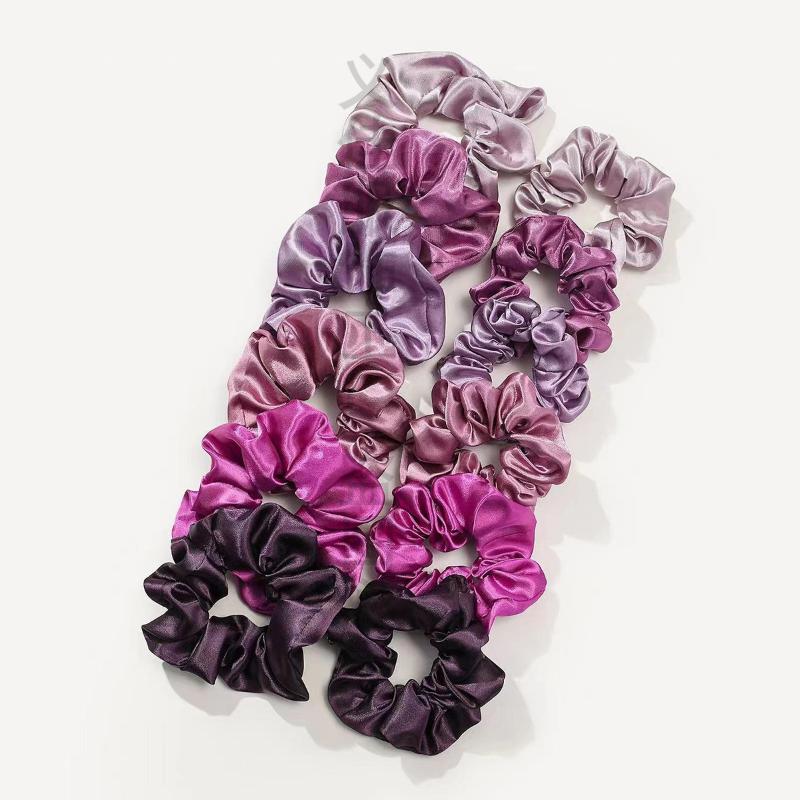 12 Buah Ikat Rambut Warna Polo - Scrunchie Satin Set ulasan dan harga