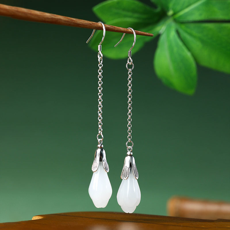 Anting Batu Giok Asli Putih Be - Women'S Yellow Accessories ulasan dan harga