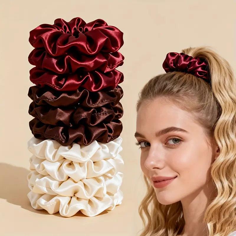 10Pcs/set Ikat Rambut Satin Wa - Scrunchie Satin Set ulasan dan harga