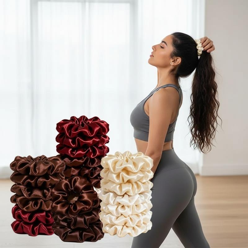 10Pcs/set Ikat Rambut Satin Wa - Scrunchie Satin Set ulasan dan harga
