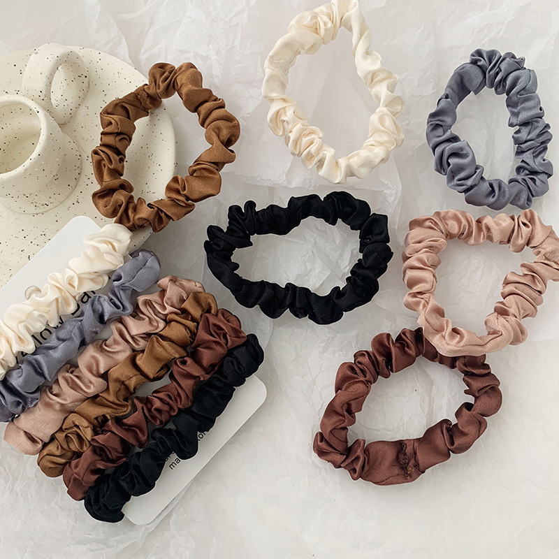 1 Set Satin Sutra Warna Solid  - Scrunchie Satin Set ulasan dan harga