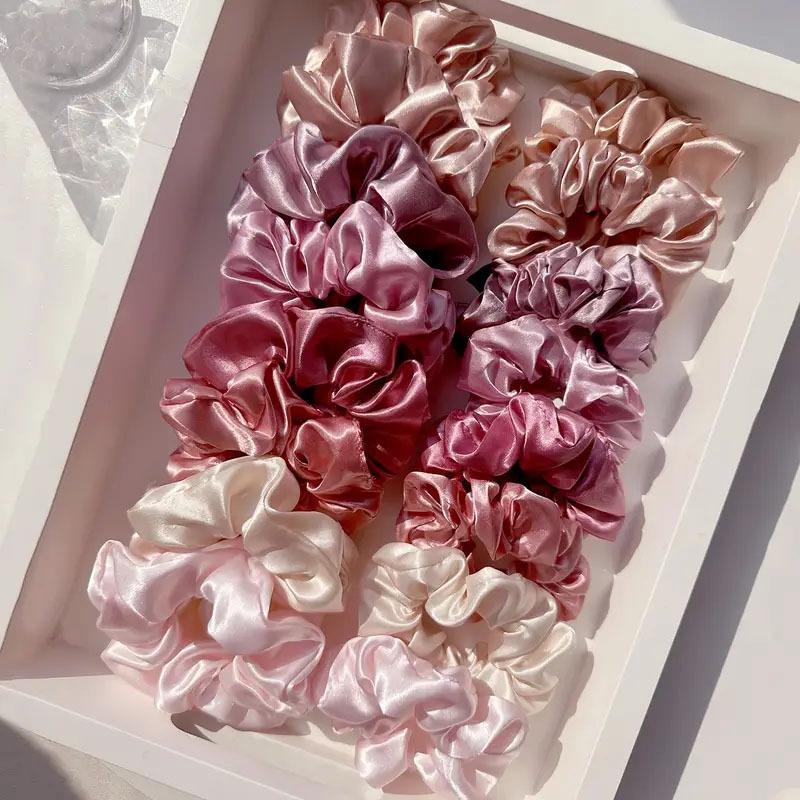 16 Buah Ikat Rambut Satin Lemb - Scrunchie Satin Set ulasan dan harga