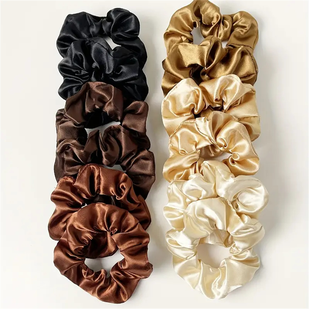 12 Buah/Set Ikat Rambut Warna  - Scrunchie Satin Set ulasan dan harga