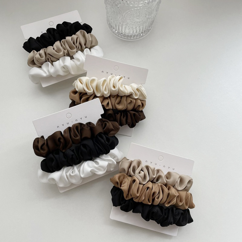 Set Ikat Rambut Satin 3 Buah/S - Scrunchie Satin Set ulasan dan harga