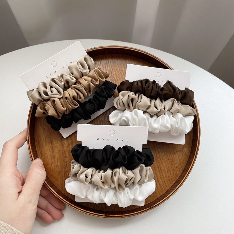 Set Ikat Rambut Satin 3 Buah/S - Scrunchie Satin Set ulasan dan harga