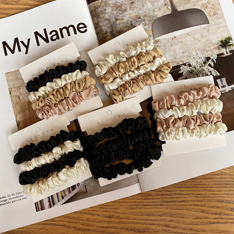 4 Buah/Set Satin Sutra Ikat Ra - Scrunchie Satin Set ulasan dan harga