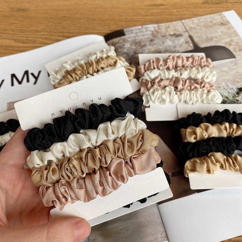 4 Buah/Set Satin Sutra Ikat Ra - Scrunchie Satin Set ulasan dan harga