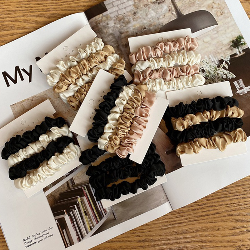 4 Buah/Set Satin Sutra Ikat Ra - Scrunchie Satin Set ulasan dan harga
