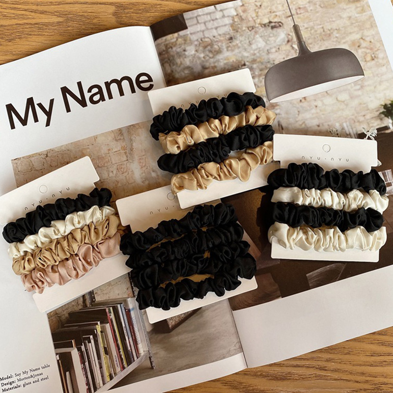 4 Buah/Set Satin Sutra Ikat Ra - Scrunchie Satin Set ulasan dan harga